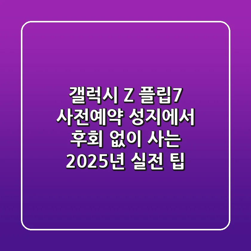 갤럭시 Z 플립7 사전예약, 성지에서 후회 없이 사는 2025년 실전 팁