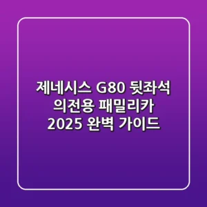 제네시스 G80 뒷좌석, 의전용? 패밀리카? 2025 완벽 가이드
