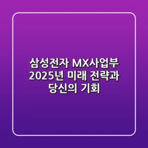 삼성전자 MX사업부, 2025년 미래 전략과 당신의 기회