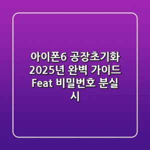 아이폰6 공장초기화: 2025년 완벽 가이드 (Feat. 비밀번호 분실 시)
