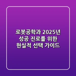 로봇공학과, 2025년 성공 진로를 위한 현실적 선택 가이드