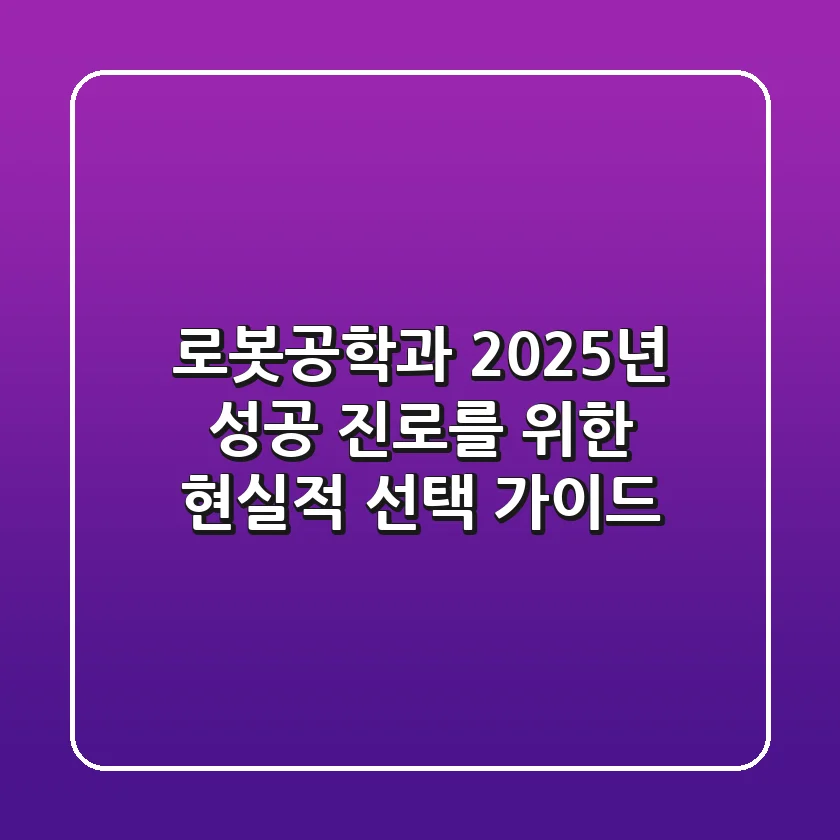 로봇공학과, 2025년 성공 진로를 위한 현실적 선택 가이드