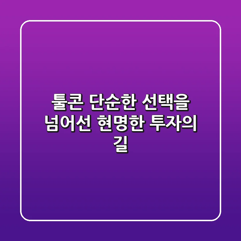 툴콘, 단순한 선택을 넘어선 현명한 투자의 길