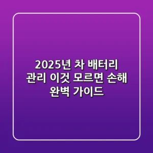 2025년 차 배터리 관리, "이것" 모르면 손해! 완벽 가이드