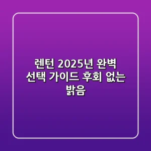 렌턴, 2025년 완벽 선택 가이드: 후회 없는 밝음