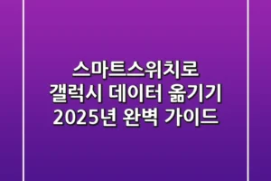 스마트스위치로 갤럭시 데이터 옮기기, 2025년 완벽 가이드