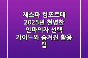 제스파 컴포르테: 2025년 현명한 안마의자 선택 가이드와 숨겨진 활용 팁