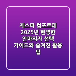 제스파 컴포르테: 2025년 현명한 안마의자 선택 가이드와 숨겨진 활용 팁