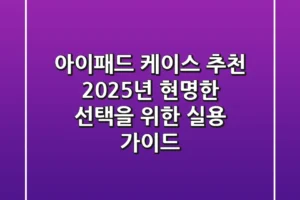 아이패드 케이스 추천, 2025년 현명한 선택을 위한 실용 가이드