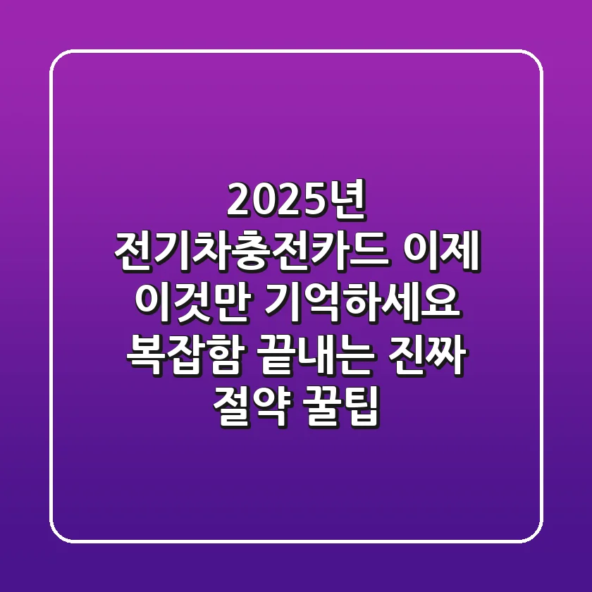 2025년 전기차충전카드, 이제 이것만 기억하세요! 복잡함 끝내는 '진짜' 절약 꿀팁