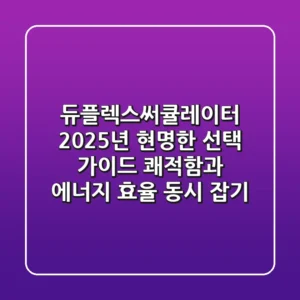 듀플렉스써큘레이터 2025년 현명한 선택 가이드: 쾌적함과 에너지 효율 동시 잡기