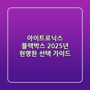 아이트로닉스 블랙박스, 2025년 현명한 선택 가이드