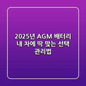 2025년 AGM 배터리, 내 차에 딱 맞는 선택 & 관리법