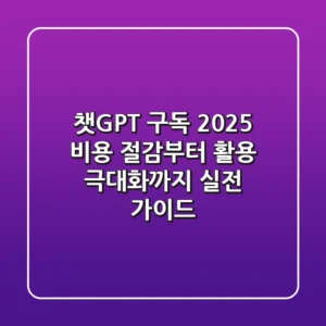 챗GPT 구독 2025: 비용 절감부터 활용 극대화까지, 실전 가이드
