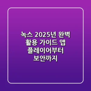 녹스: 2025년 완벽 활용 가이드 (앱 플레이어부터 보안까지)