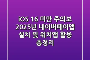“iOS 16 미만 주의보”, 2025년 네이버페이앱 설치 및 워치앱 활용 총정리