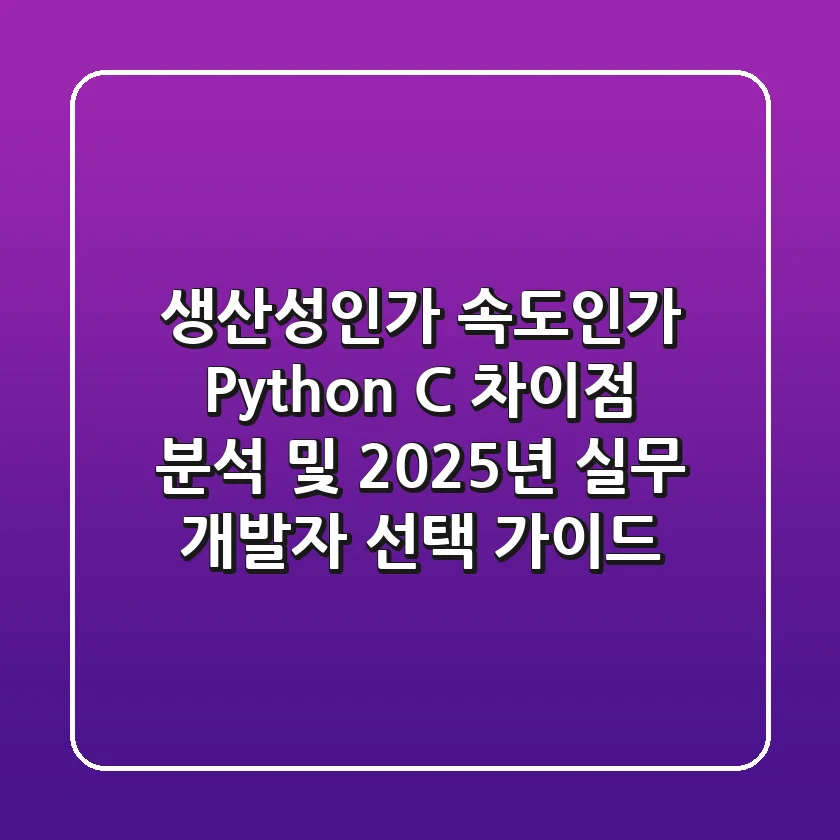 "생산성인가, 속도인가?", Python C 차이점 분석 및 2025년 실무 개발자 선택 가이드