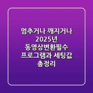 "멈추거나 깨지거나", 2025년 동영상변환필수 프로그램과 세팅값 총정리