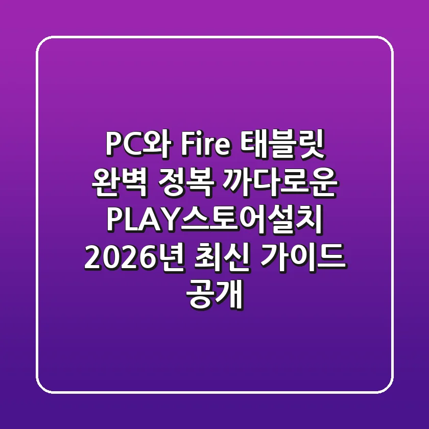"PC와 Fire 태블릿 완벽 정복": 까다로운 PLAY스토어설치, 2026년 최신 가이드 공개