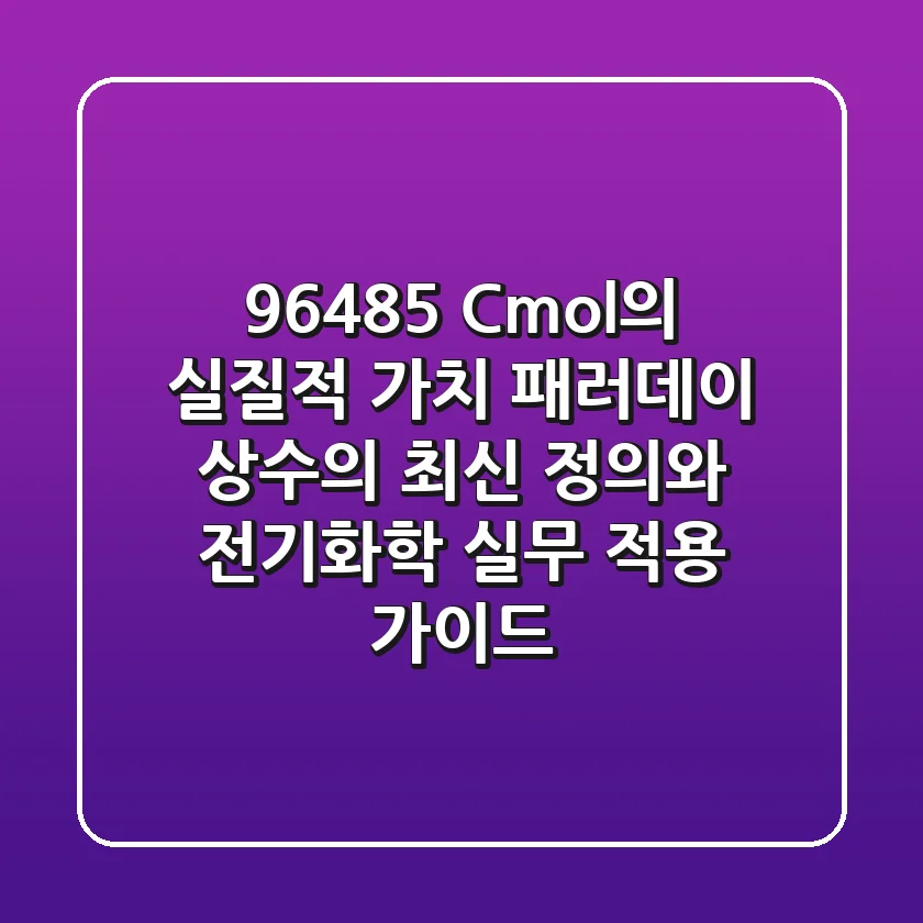 "96,485 C/mol의 실질적 가치", 패러데이 상수의 최신 정의와 전기화학 실무 적용 가이드